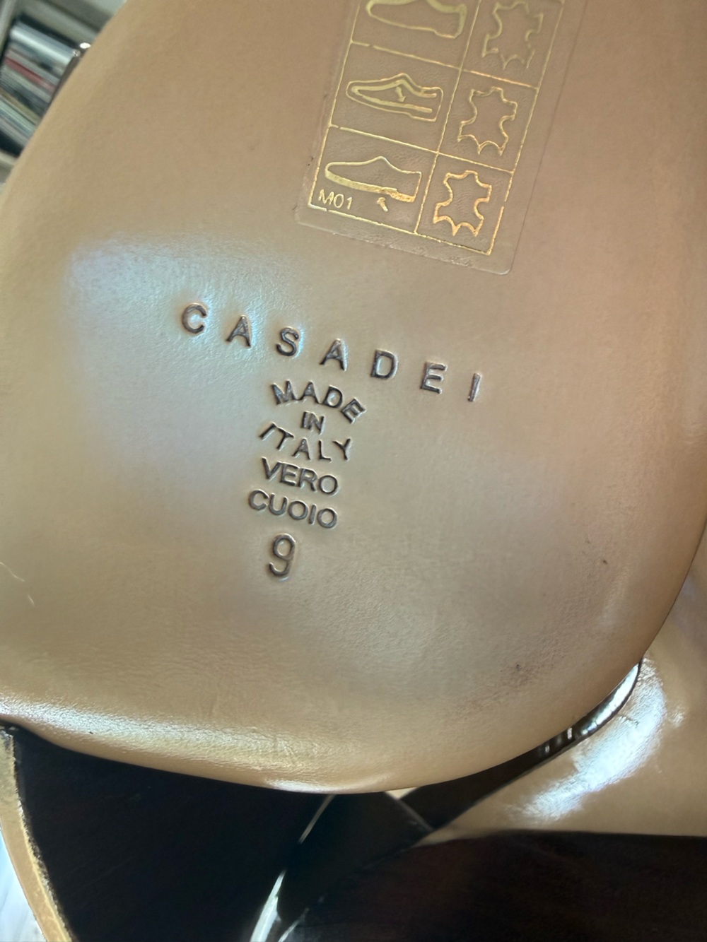 Casadei Never Worn Brown Patent Leather Peep-Toe Wedge Heels - Picture 8 of 8